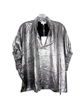 entro Metallic Silver Tunic Top